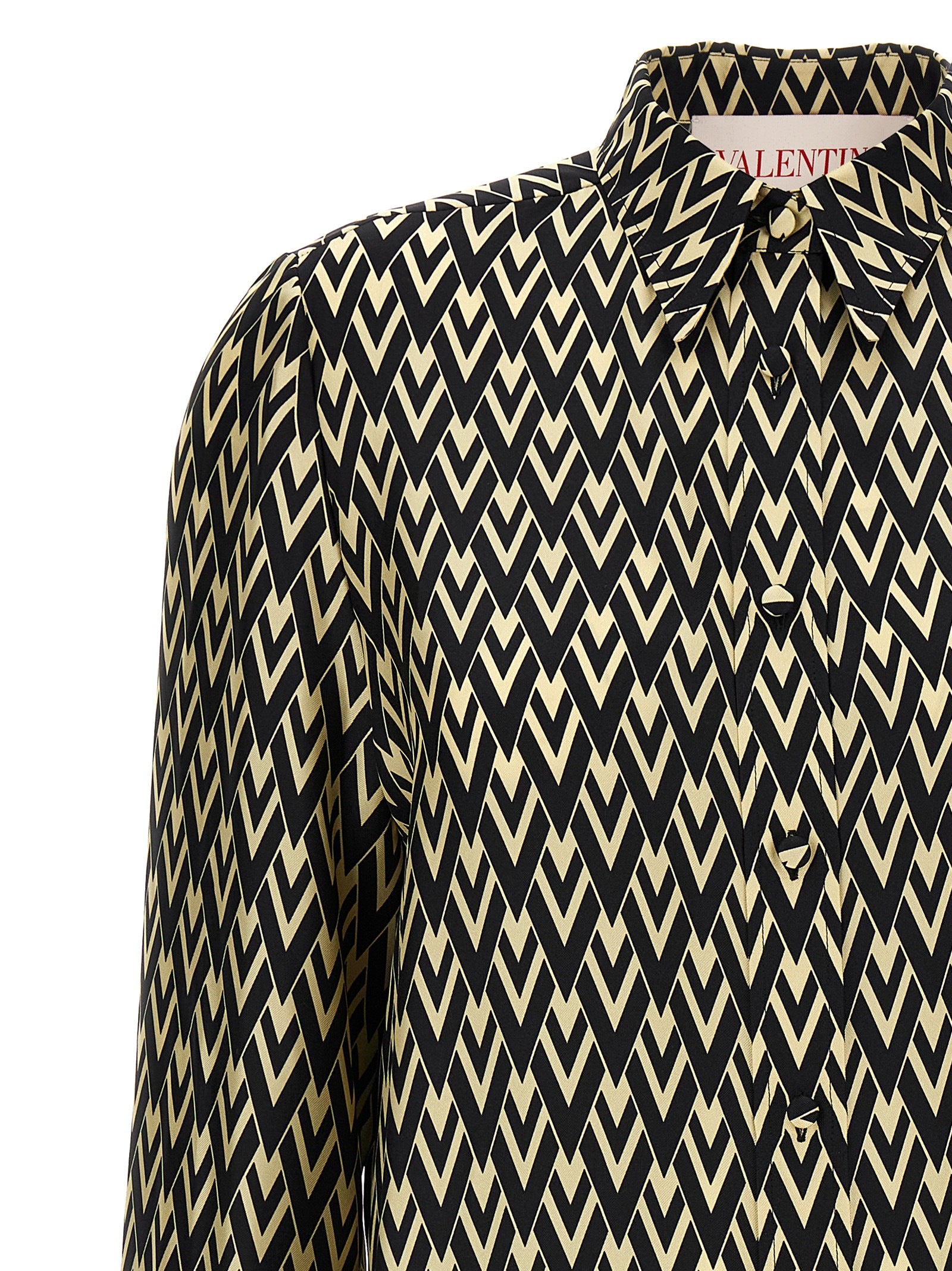 Valentino Garavani Bicolor Silk Blouse in White/Black, IT40