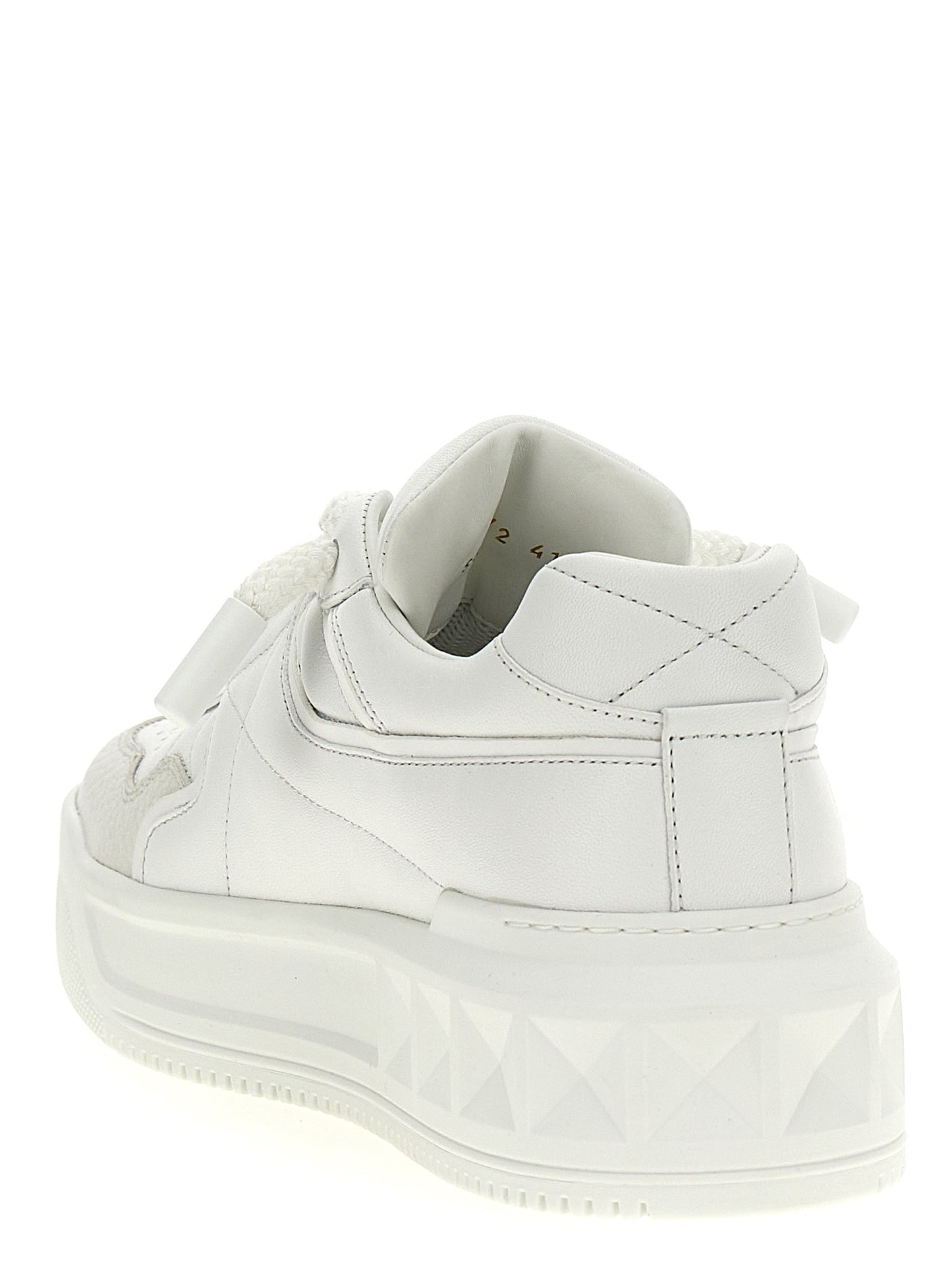 Valentino Garavani White Calfskin Chunky One Stud Sneakers