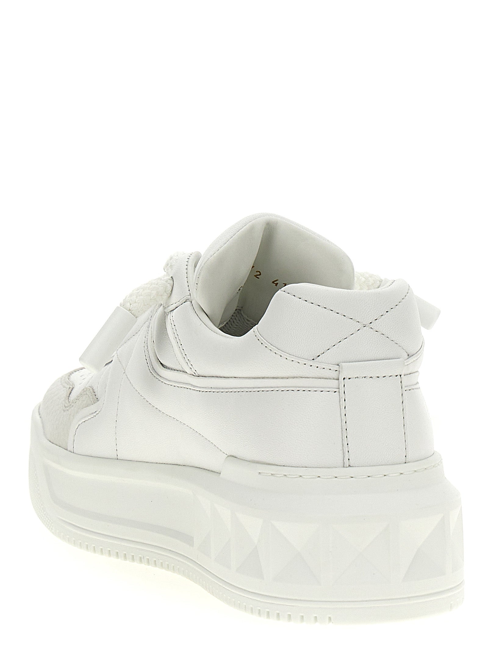 Valentino Garavani White Calfskin Chunky One Stud Sneakers