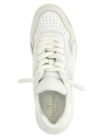 Valentino Garavani White Calfskin Chunky One Stud Sneakers