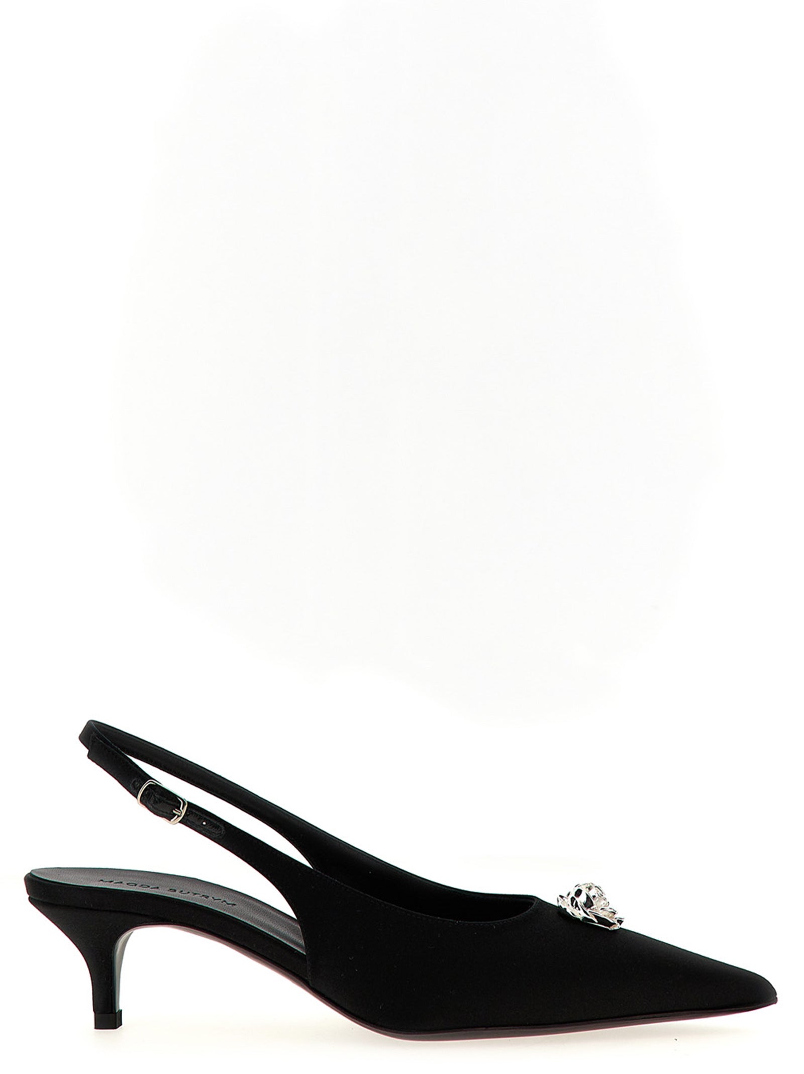 Magda Butrym Black Silk Mid Heel Slingback Pumps