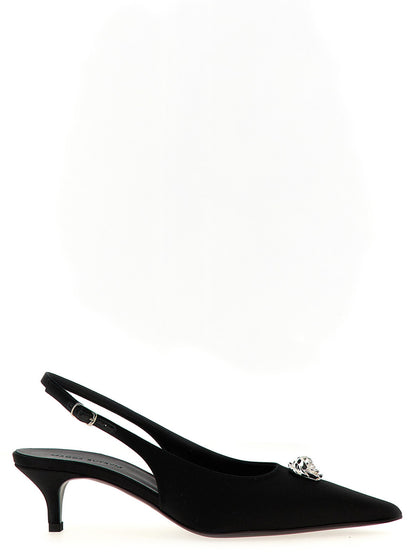 Magda Butrym Black Silk Mid Heel Slingback Pumps
