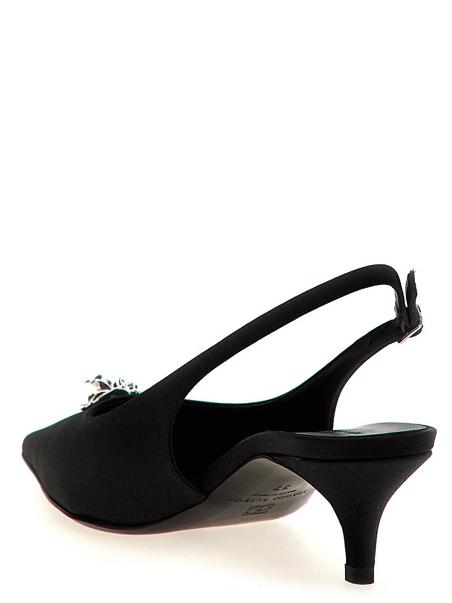 Magda Butrym Black Silk Mid Heel Slingback Pumps