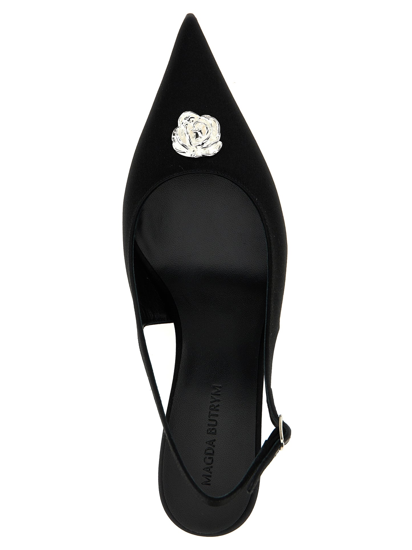Magda Butrym Black Silk Mid Heel Slingback Pumps