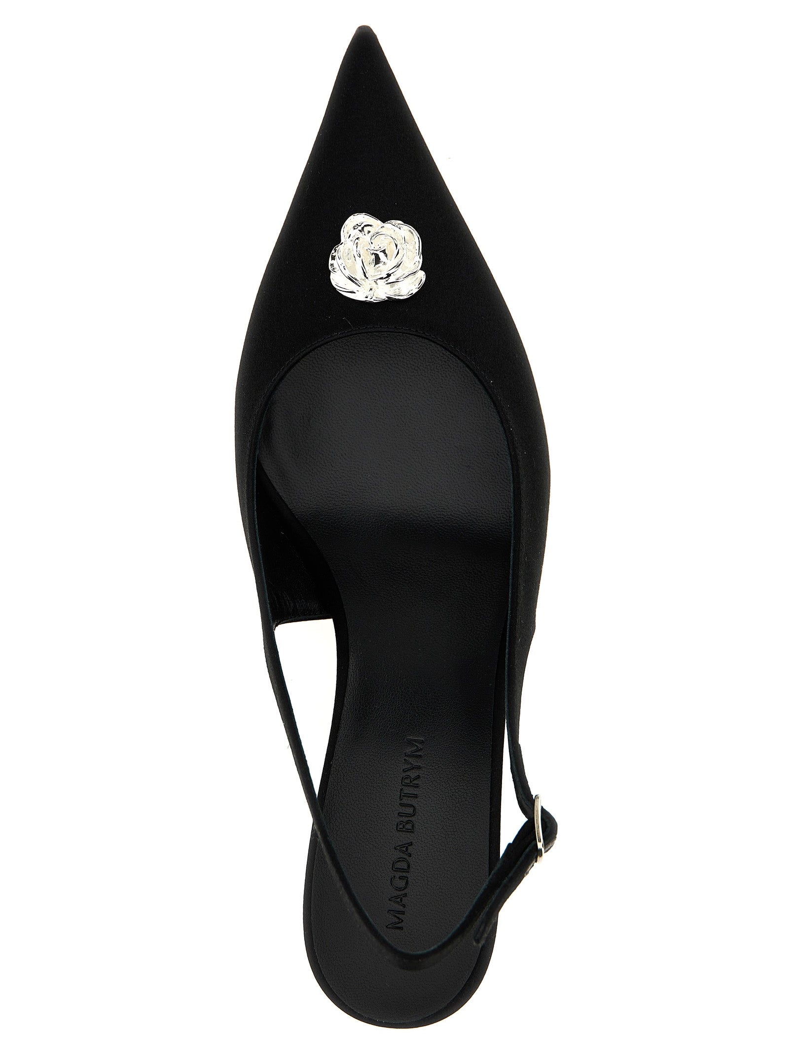 Magda Butrym Black Silk Mid Heel Slingback Pumps