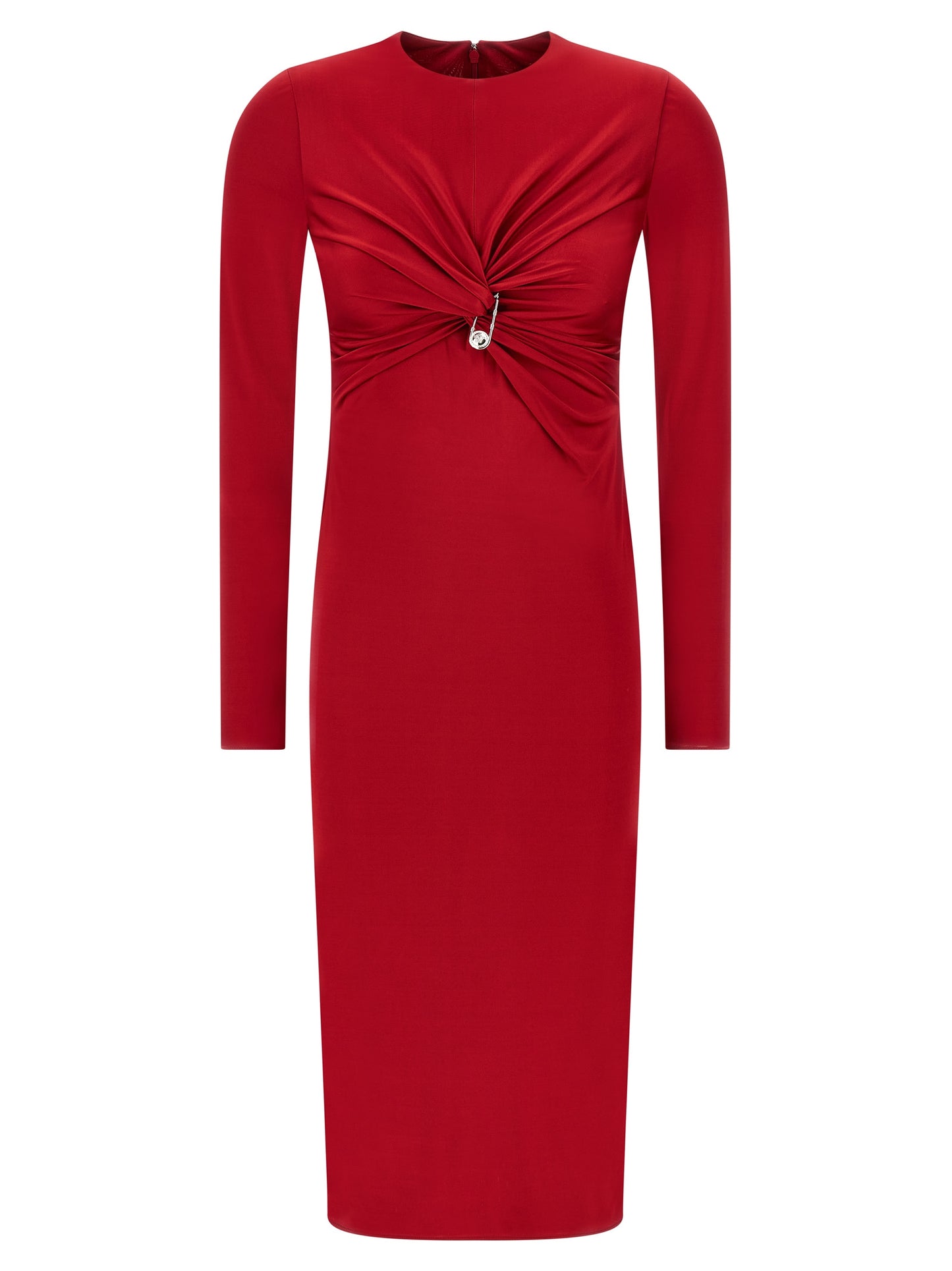 Versace Multicolor Stretch Viscose Jersey Midi Dress with Metallic Detail