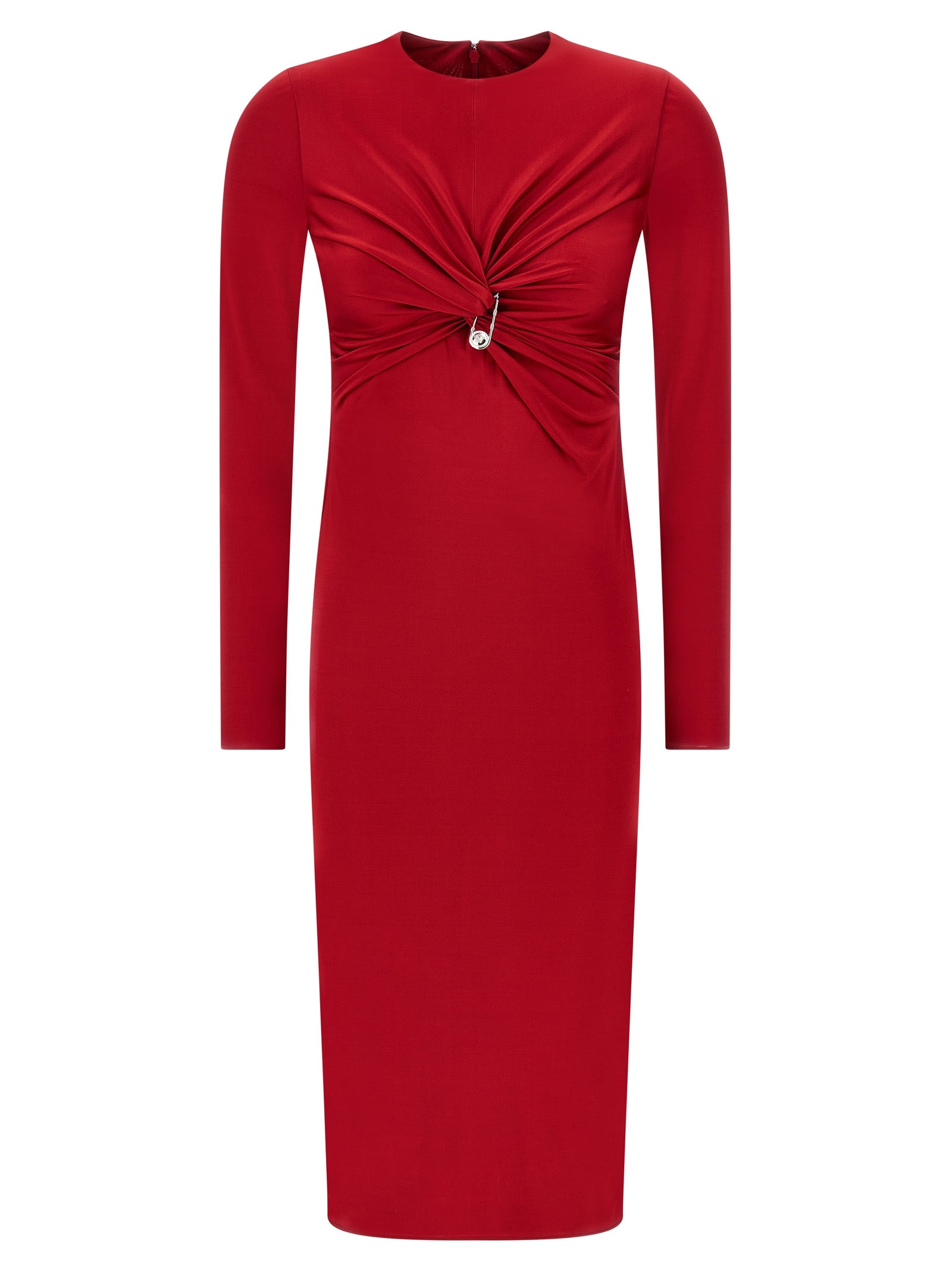 Versace Multicolor Stretch Viscose Jersey Midi Dress with Metallic Detail