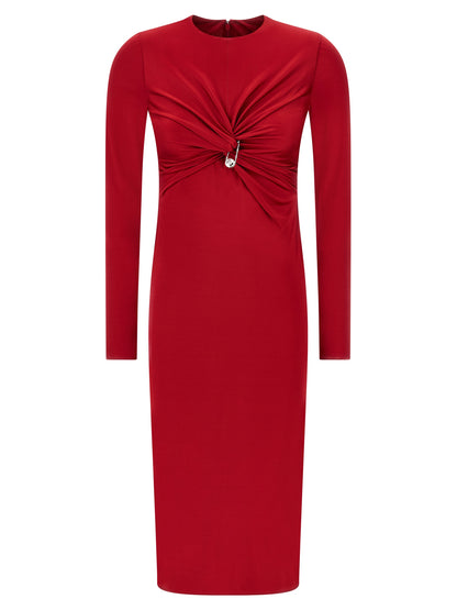 Versace Multicolor Stretch Viscose Jersey Midi Dress with Metallic Detail