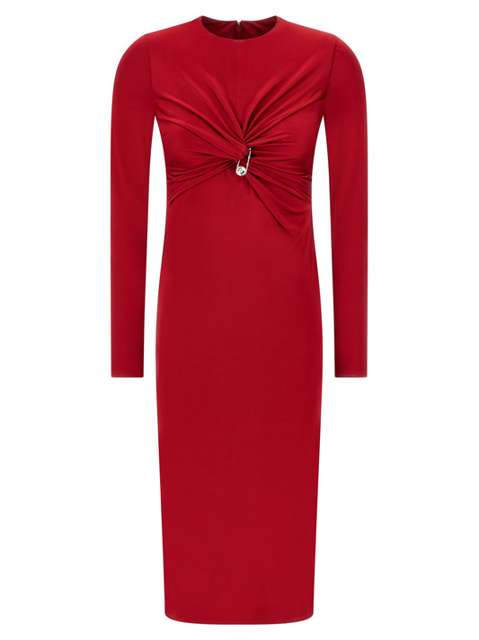 Versace Multicolor Stretch Viscose Jersey Midi Dress with Metallic Detail