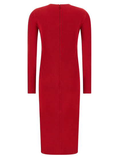 Versace Multicolor Stretch Viscose Jersey Midi Dress with Metallic Detail