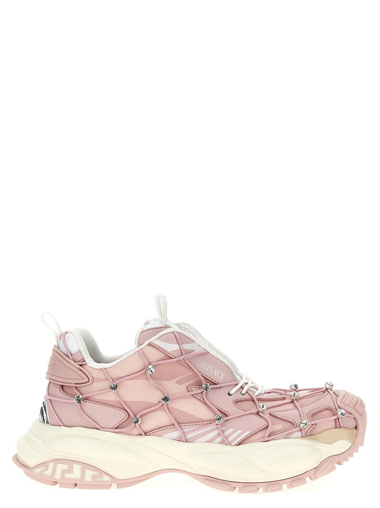Versace Multicolor Mercury Mesh and Leather Athletic Sneakers