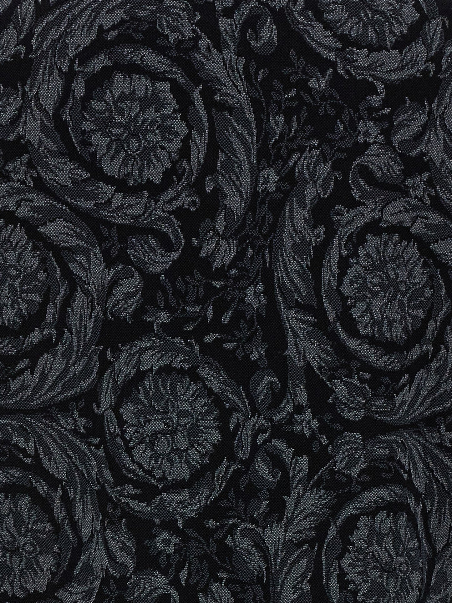 Versace Gray Baroque Jacquard Cotton Polo Shirt