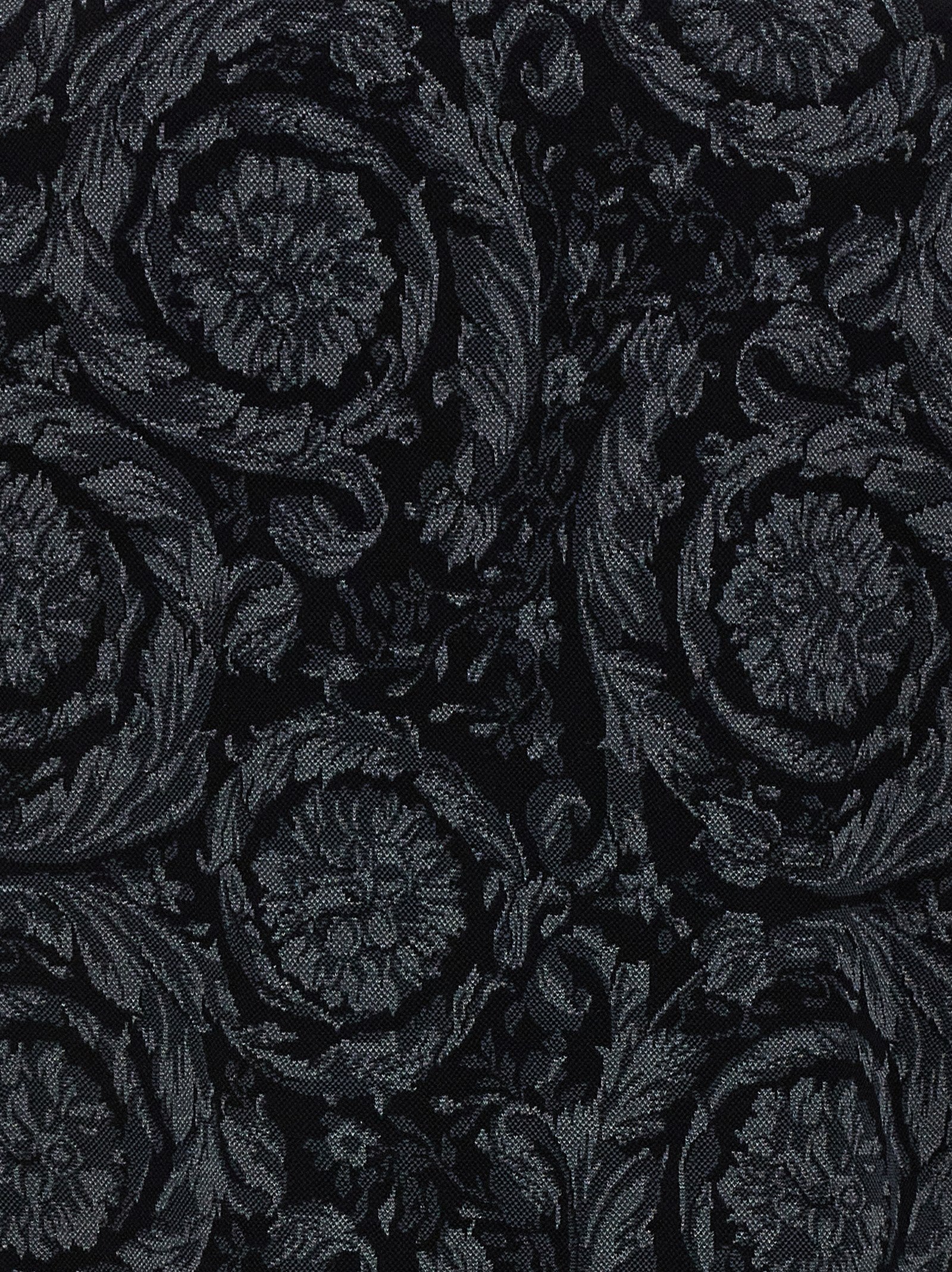 Versace Gray Baroque Jacquard Cotton Polo Shirt