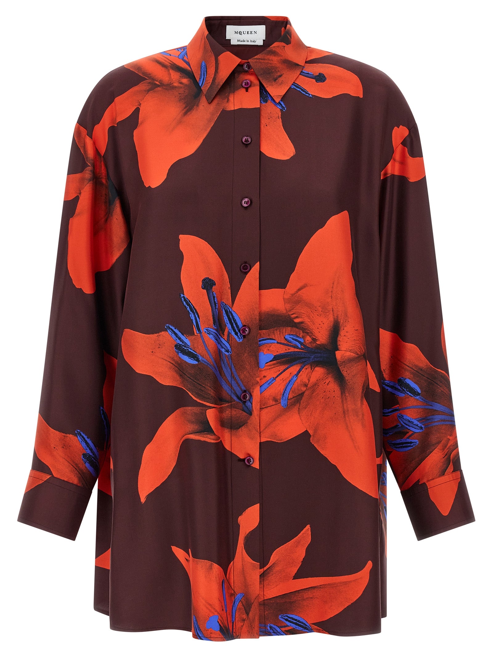 Alexander McQueen 'Flame Lily' Multicolor Silk Blouse