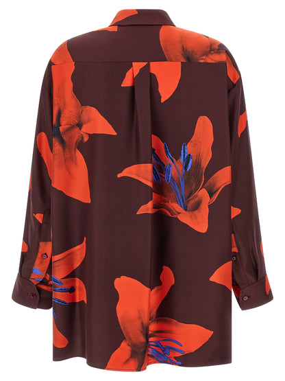 Alexander McQueen 'Flame Lily' Multicolor Silk Blouse