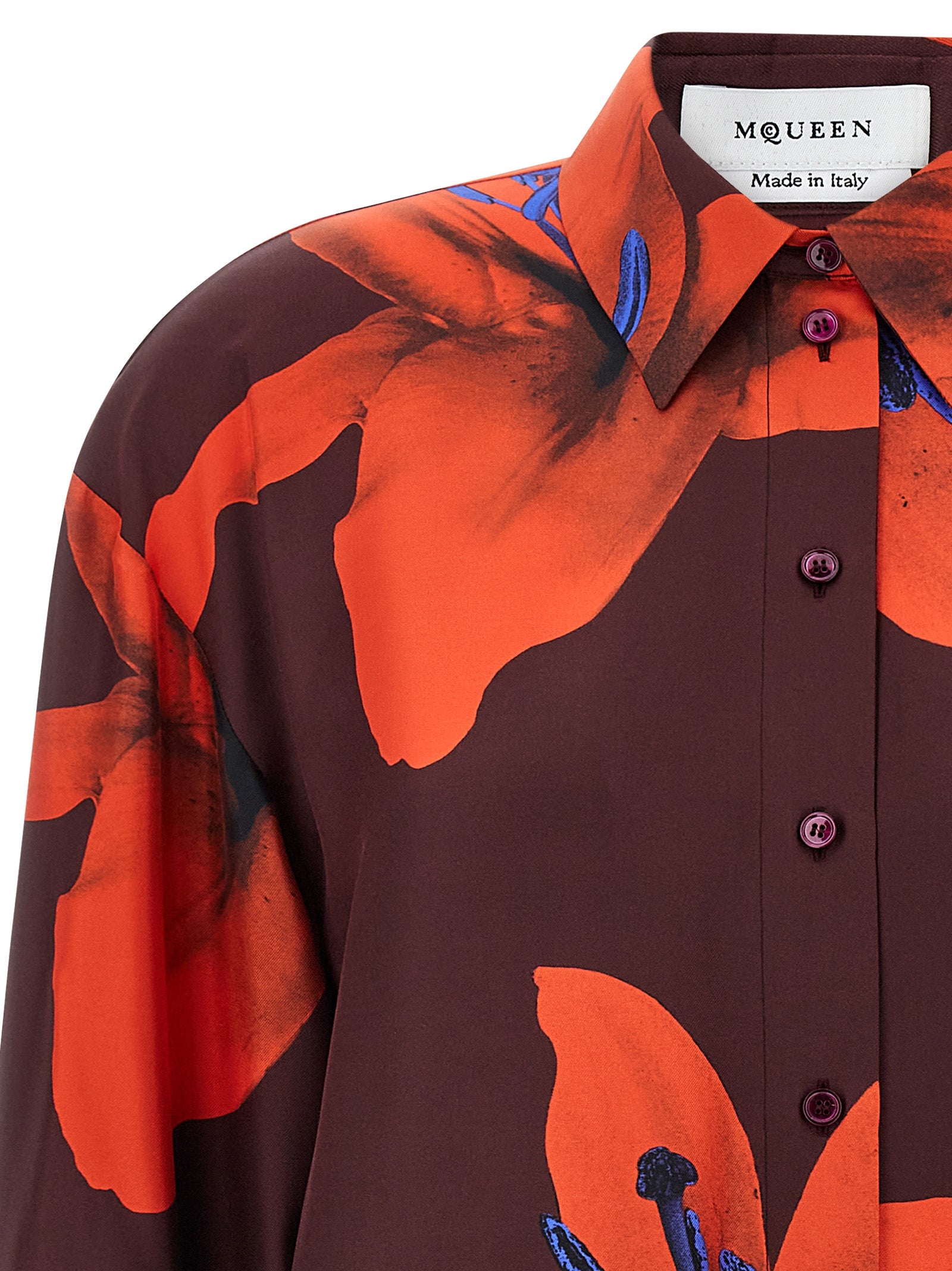 Alexander McQueen 'Flame Lily' Multicolor Silk Blouse