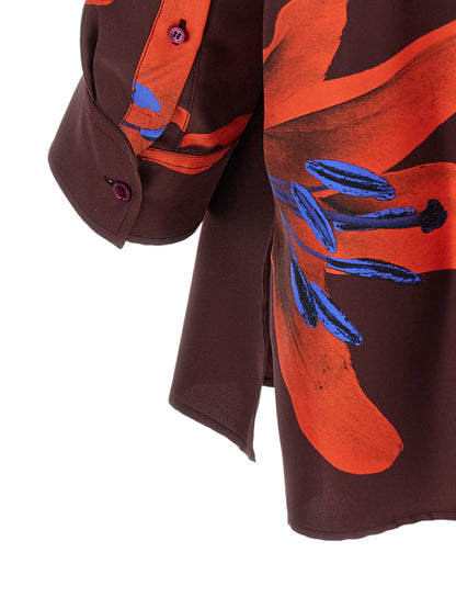 Alexander McQueen 'Flame Lily' Multicolor Silk Blouse