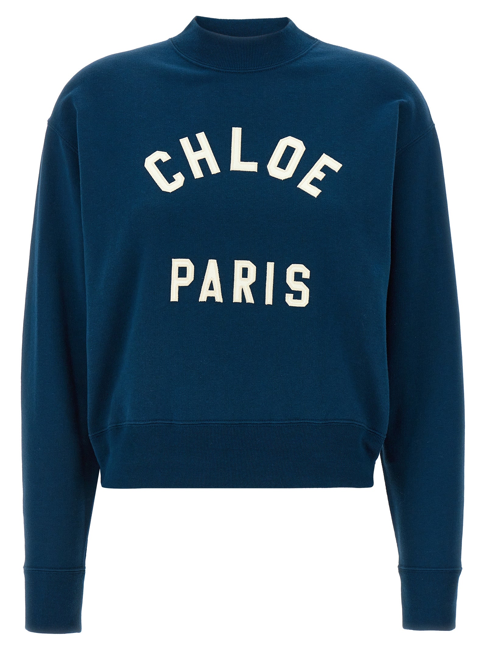 Chloé Blue Cotton Sweatshirt - Mock Neck
