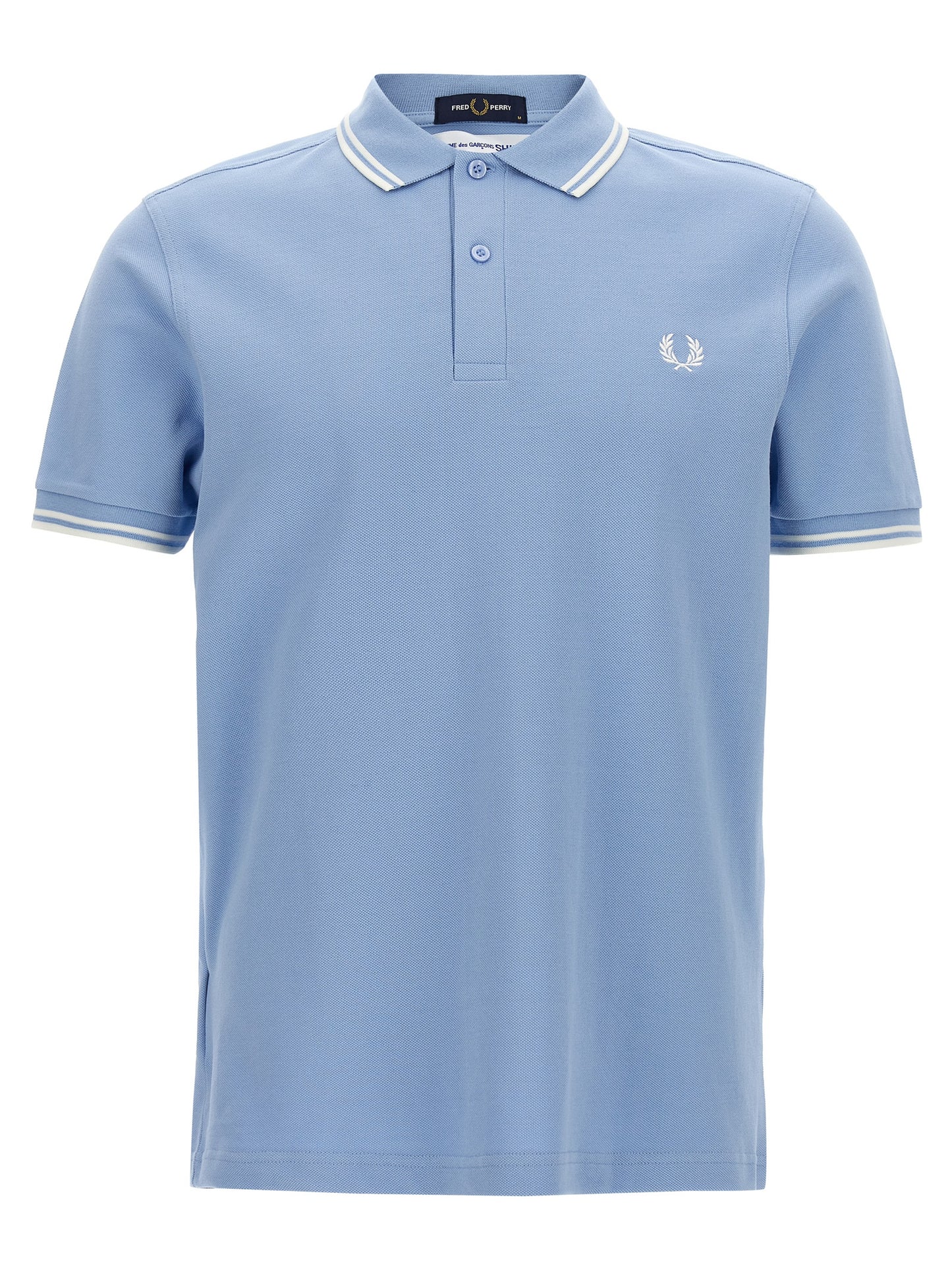 Comme Des Garçons Blue Cotton Piqué Polo Shirt with Contrast Details