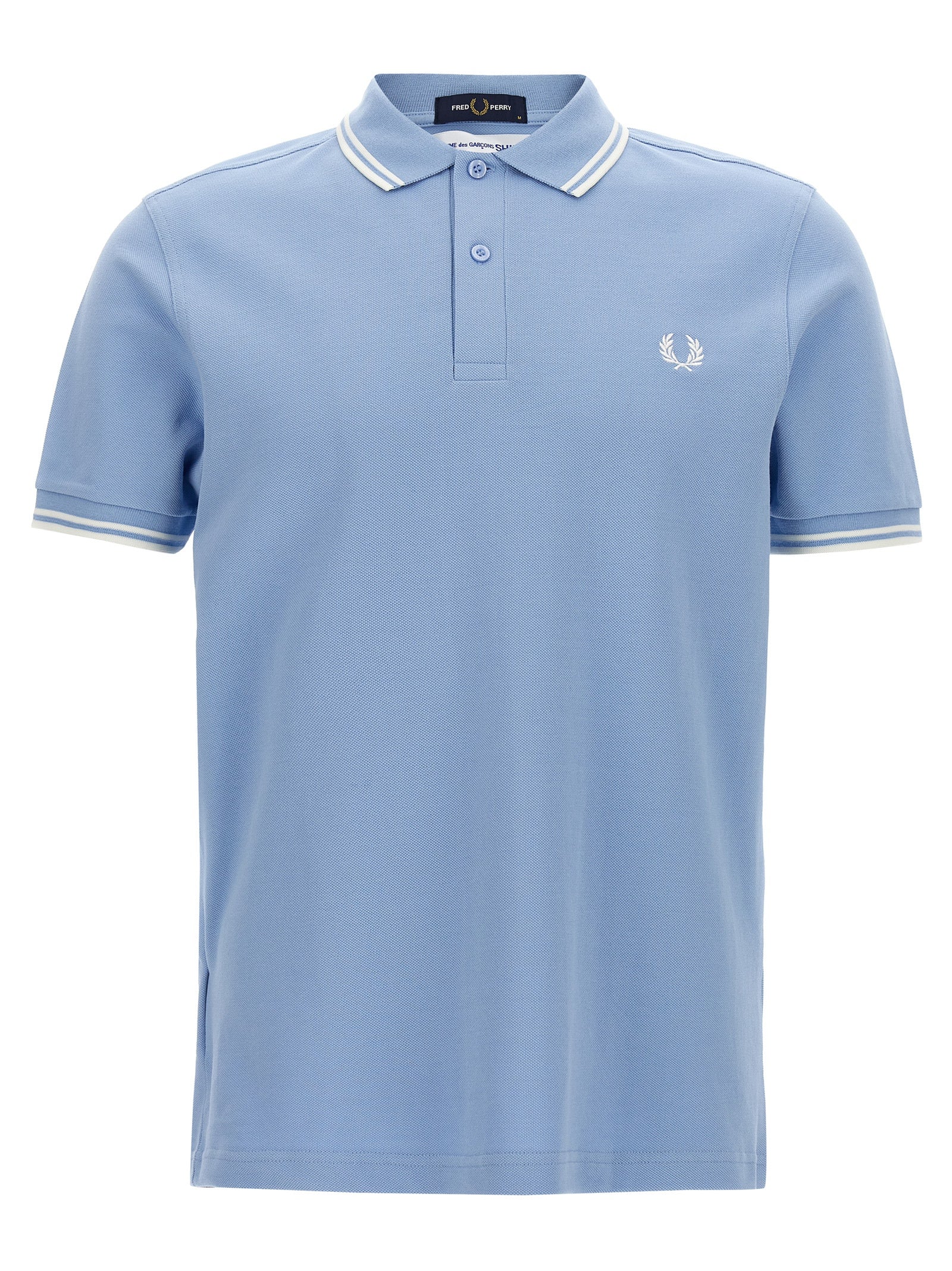 Comme Des Garçons Blue Cotton Piqué Polo Shirt with Contrast Details