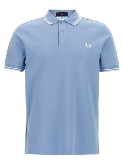 Comme Des Garçons Blue Cotton Piqué Polo Shirt with Contrast Details