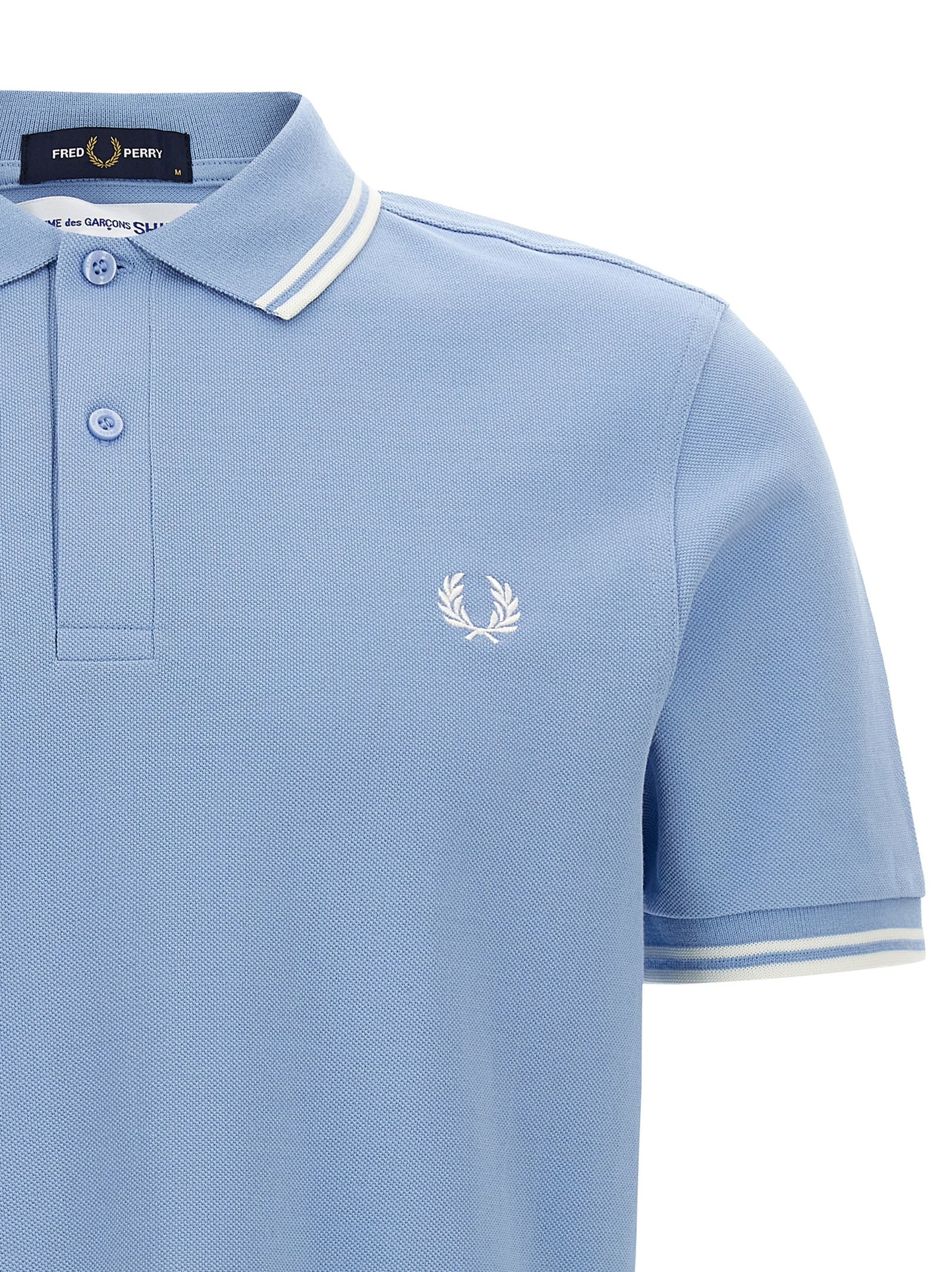 Comme Des Garçons Blue Cotton Piqué Polo Shirt with Contrast Details