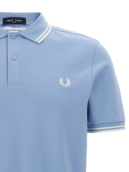 Comme Des Garçons Blue Cotton Piqué Polo Shirt with Contrast Details