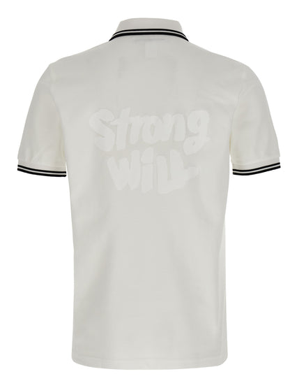 Comme Des Garçons White Cotton Piqué Polo Shirt with Logo Embroidery
