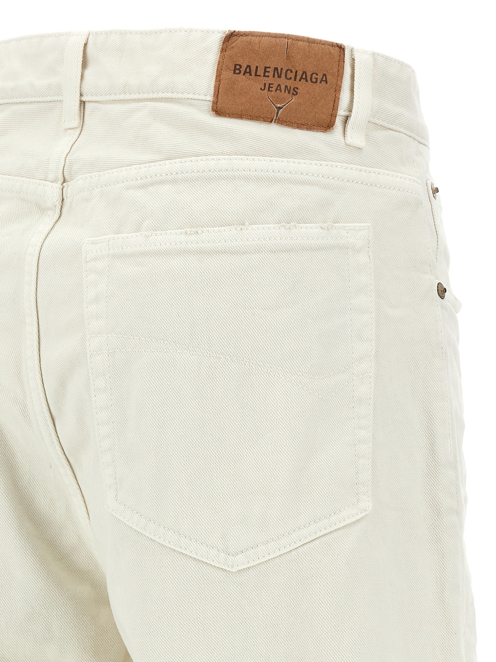 Balenciaga White Cotton Vintage-Inspired Wide-Leg Jeans