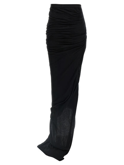 Rick Owens Black Cotton Long ‘Edfu’ Skirt