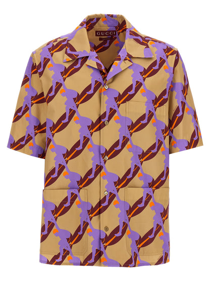 Gucci Multicolor Twisted Surf Print Cotton Blouse