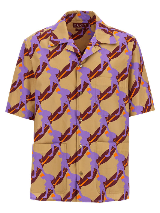 Gucci Multicolor Twisted Surf Print Cotton Blouse