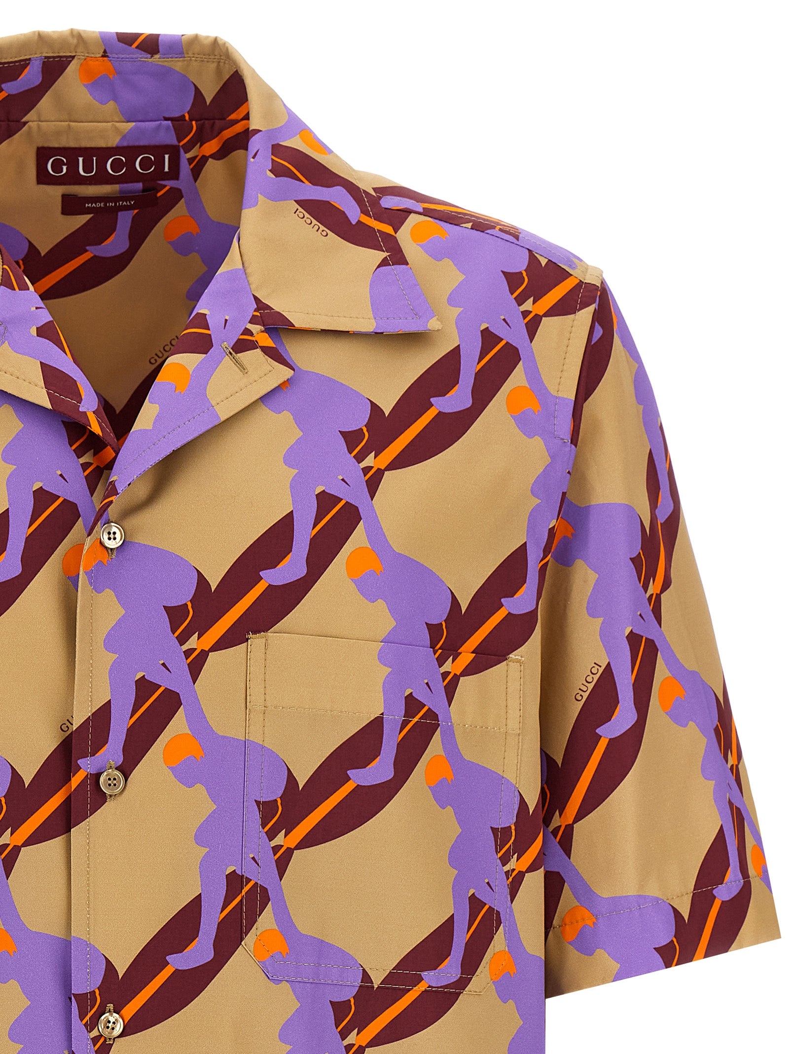 Gucci Multicolor Twisted Surf Print Cotton Blouse