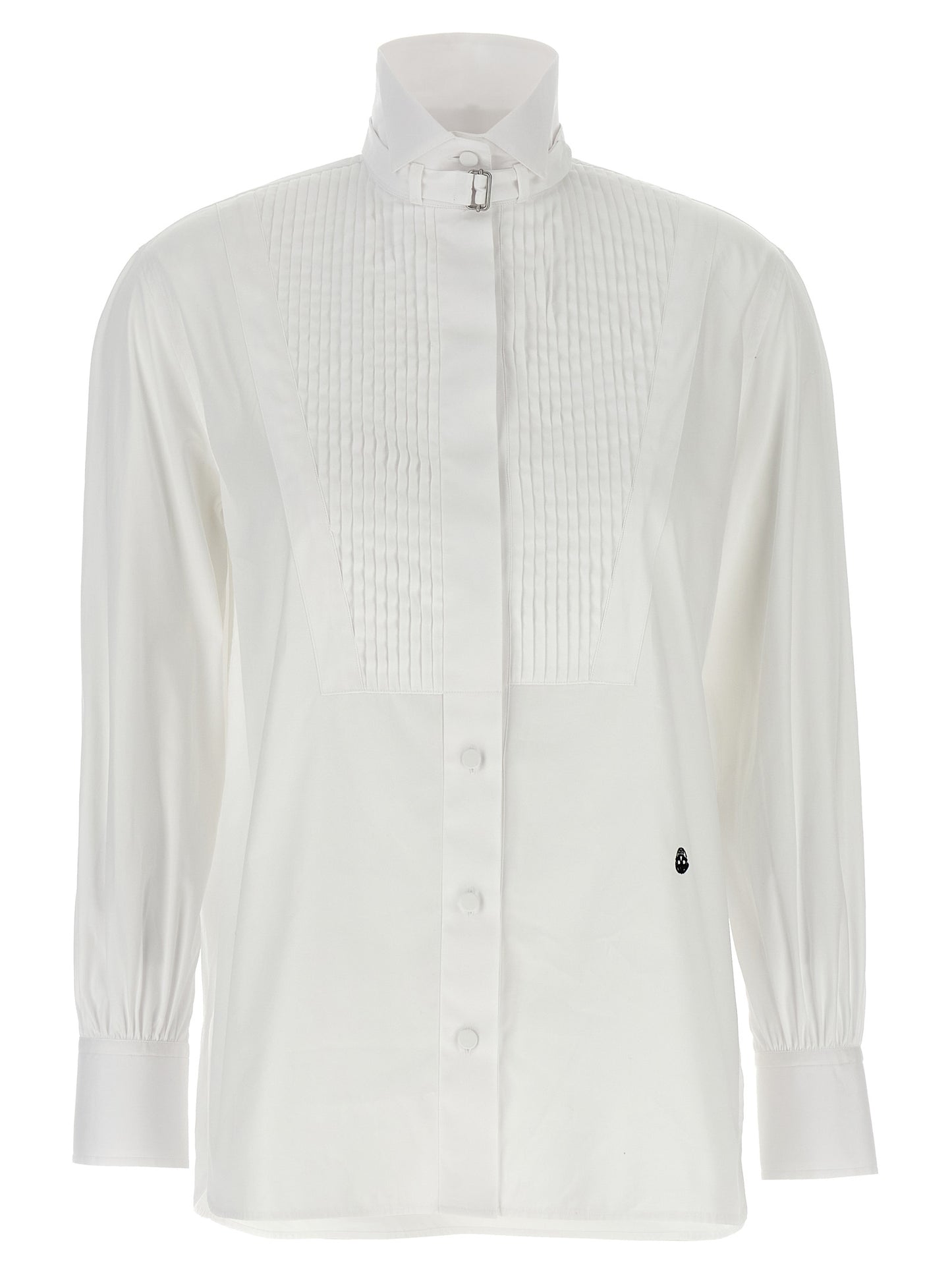 Alexander McQueen Tuxedo Cotton Poplin Shirt in White