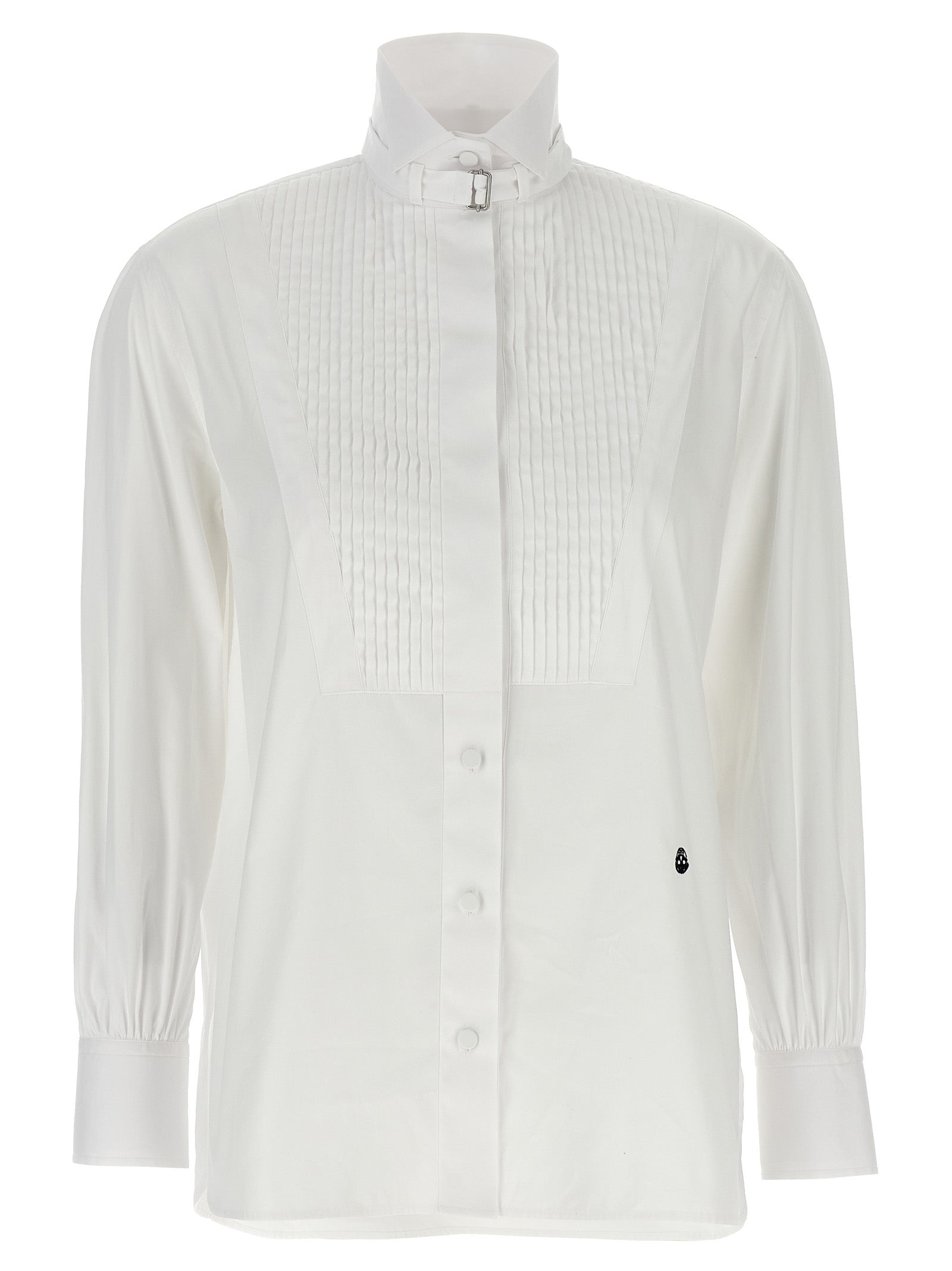 Alexander McQueen Tuxedo Cotton Poplin Shirt in White