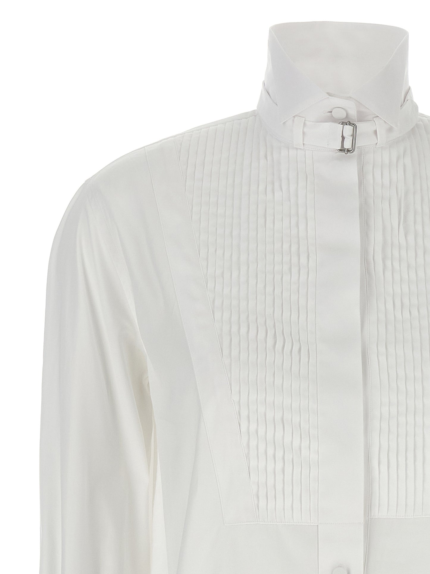 Alexander McQueen Tuxedo Cotton Poplin Shirt in White