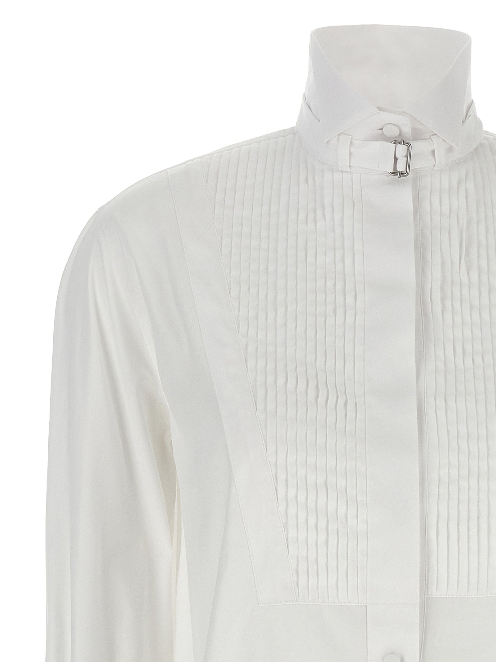Alexander McQueen Tuxedo Cotton Poplin Shirt in White