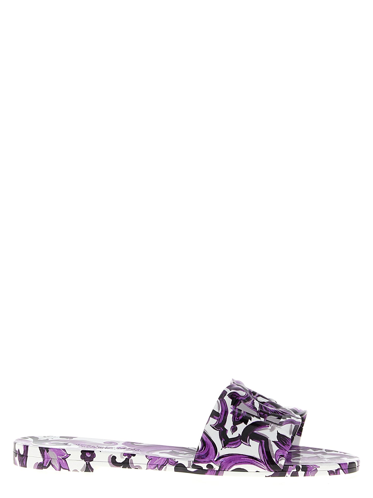 Dolce & Gabbana Majolica Print Purple Plastic Slides - EU36/US6