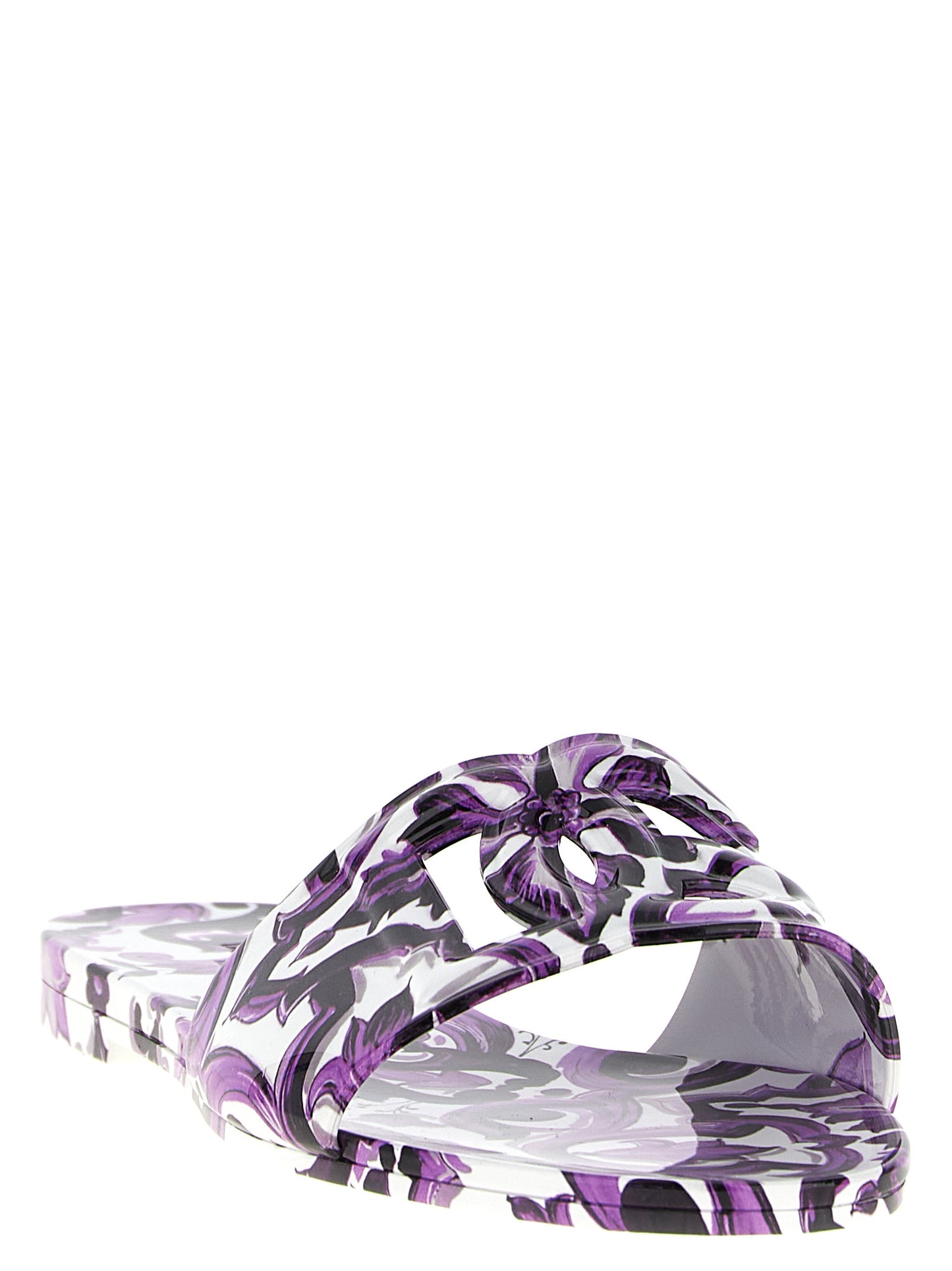 Dolce & Gabbana Majolica Print Purple Plastic Slides - EU36/US6