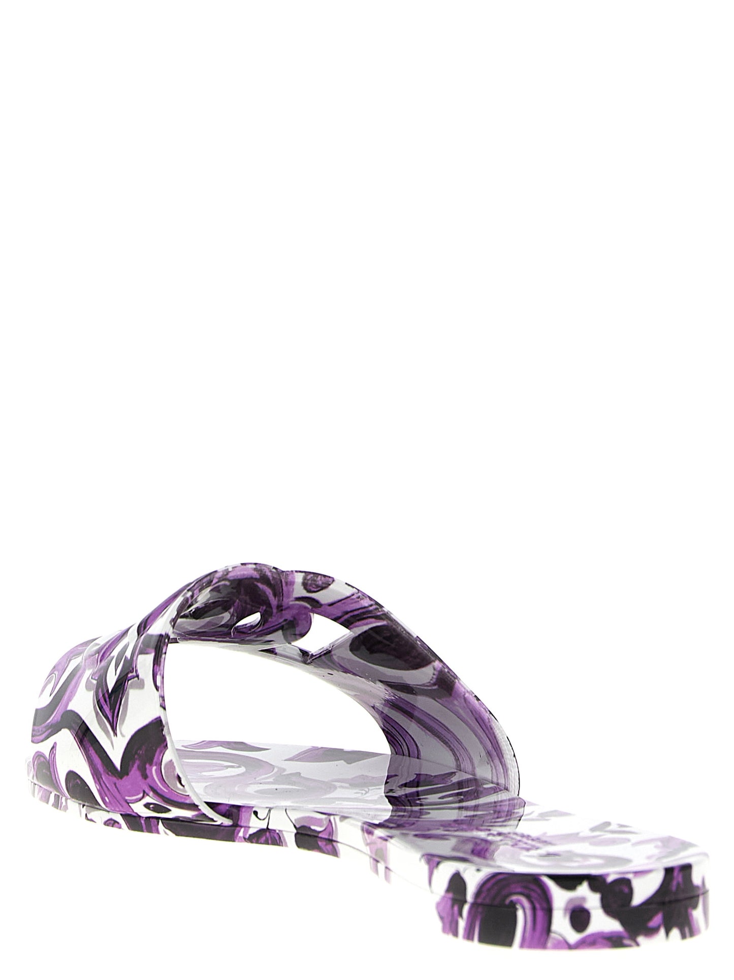 Dolce & Gabbana Majolica Print Purple Plastic Slides - EU36/US6