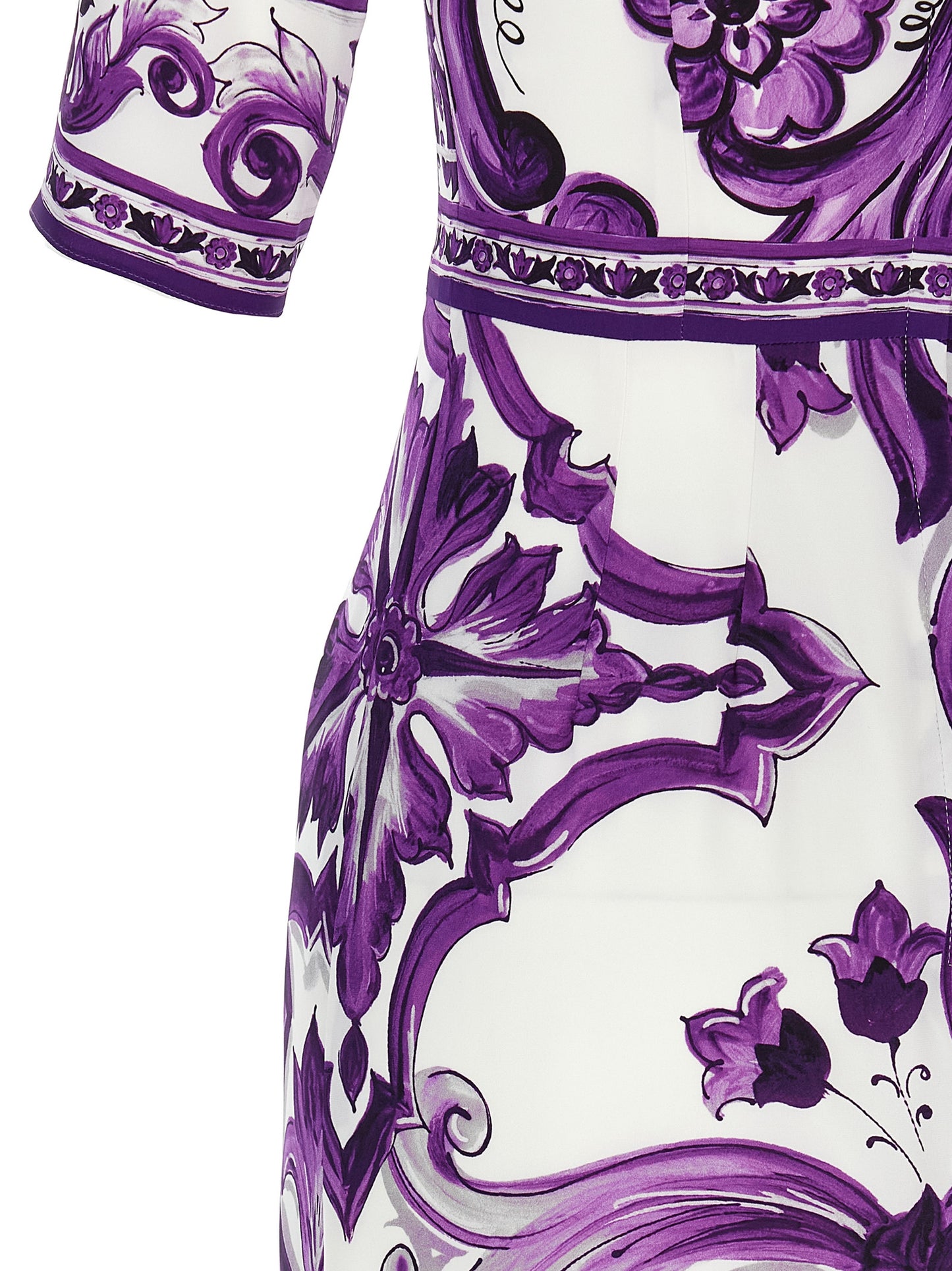 Dolce & Gabbana Purple Silk Midi Dress - Majolica Print
