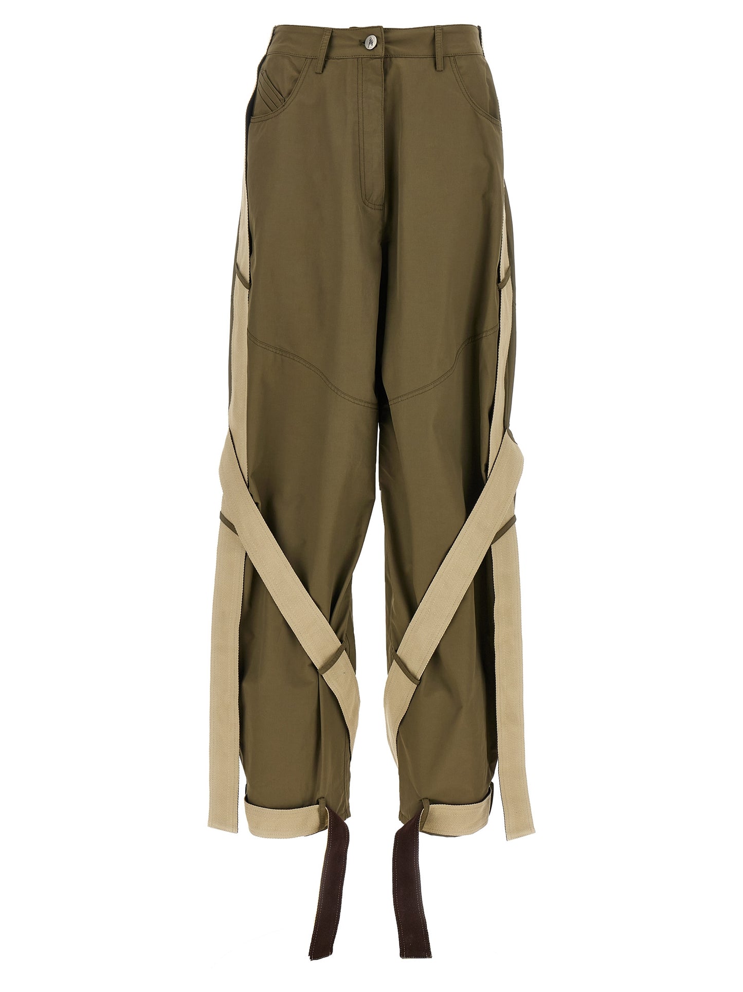The Attico Bicolor Cotton Cargo Pants in Green