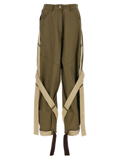 The Attico Bicolor Cotton Cargo Pants in Green