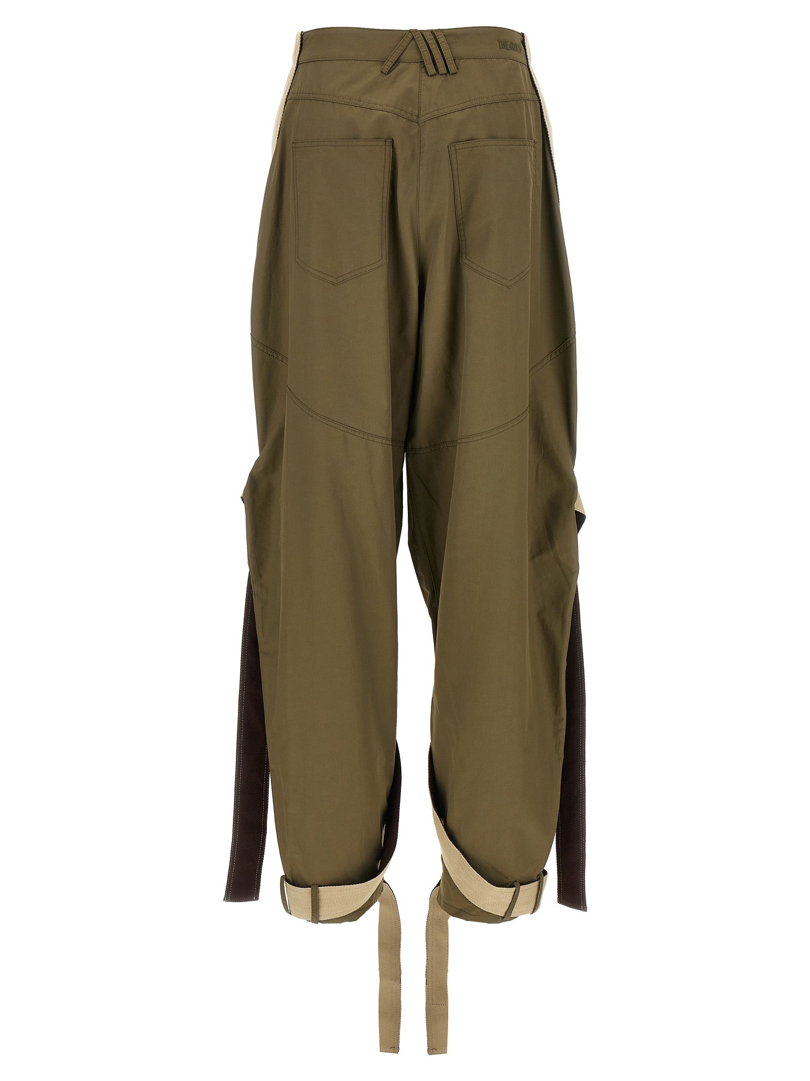The Attico Bicolor Cotton Cargo Pants in Green
