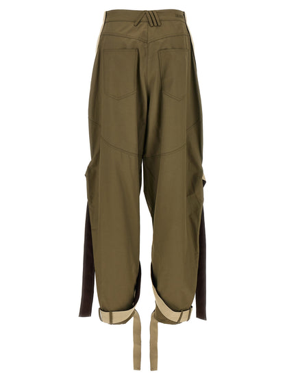 The Attico Bicolor Cotton Cargo Pants in Green