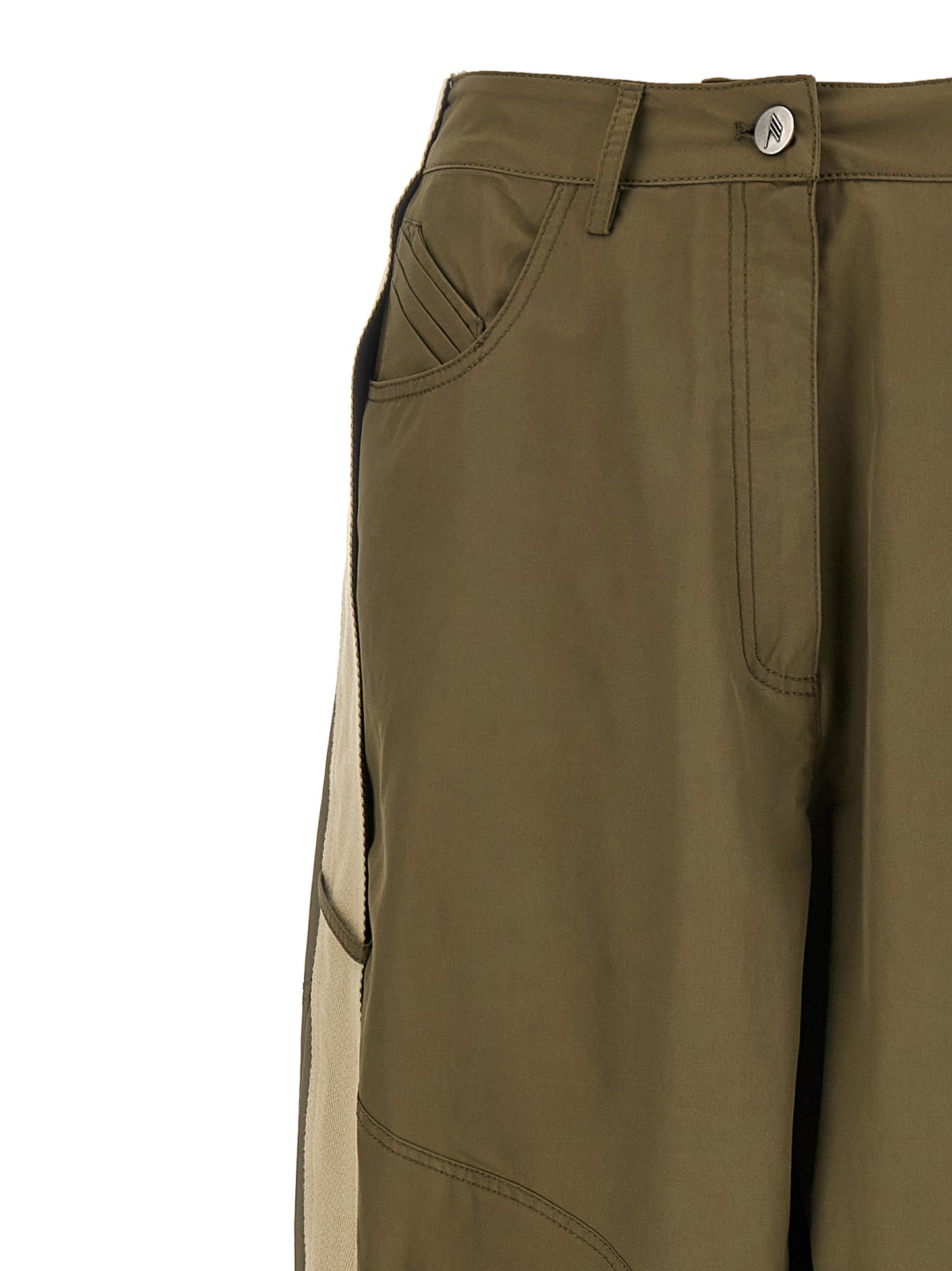 The Attico Bicolor Cotton Cargo Pants in Green