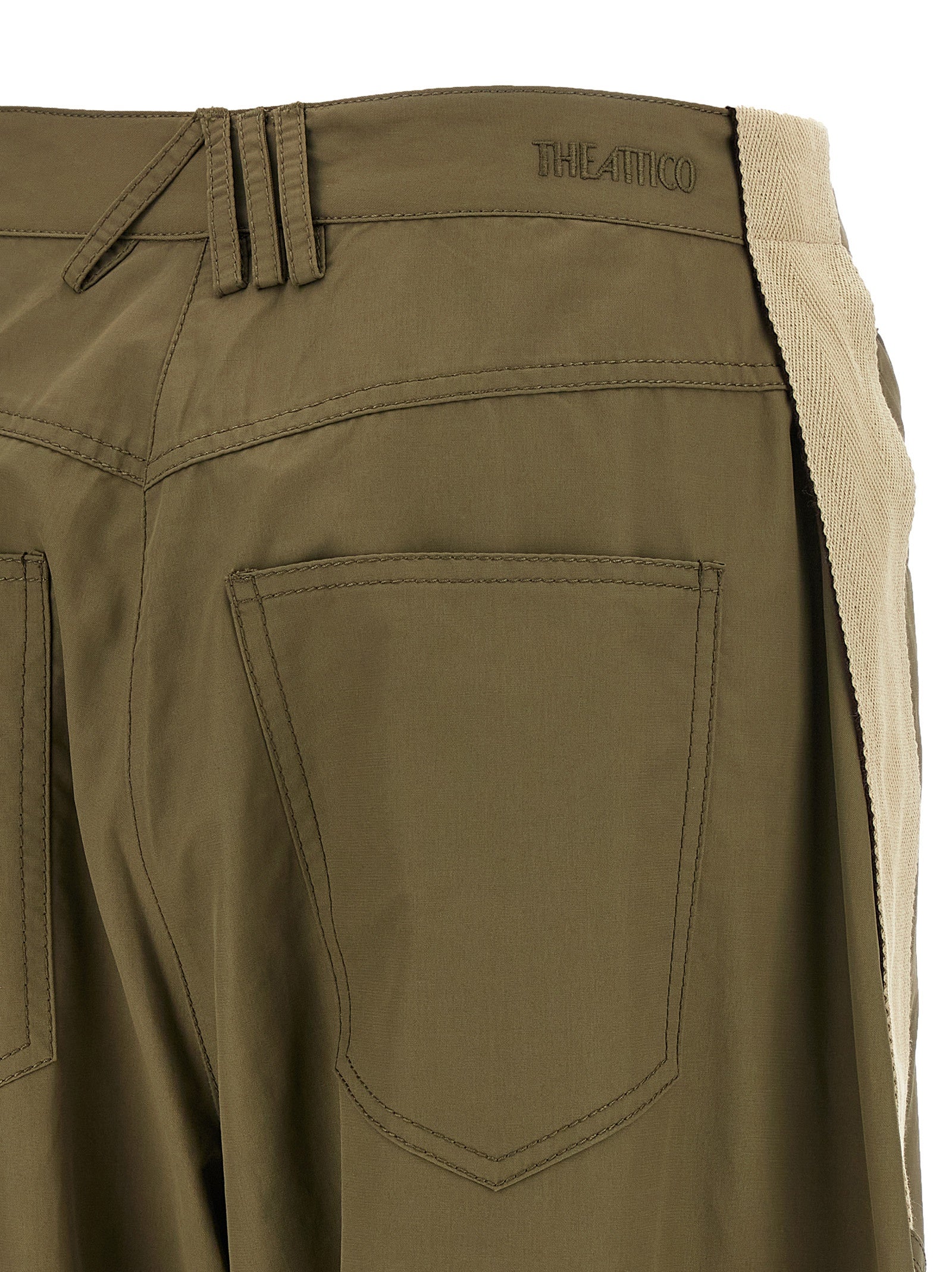 The Attico Bicolor Cotton Cargo Pants in Green