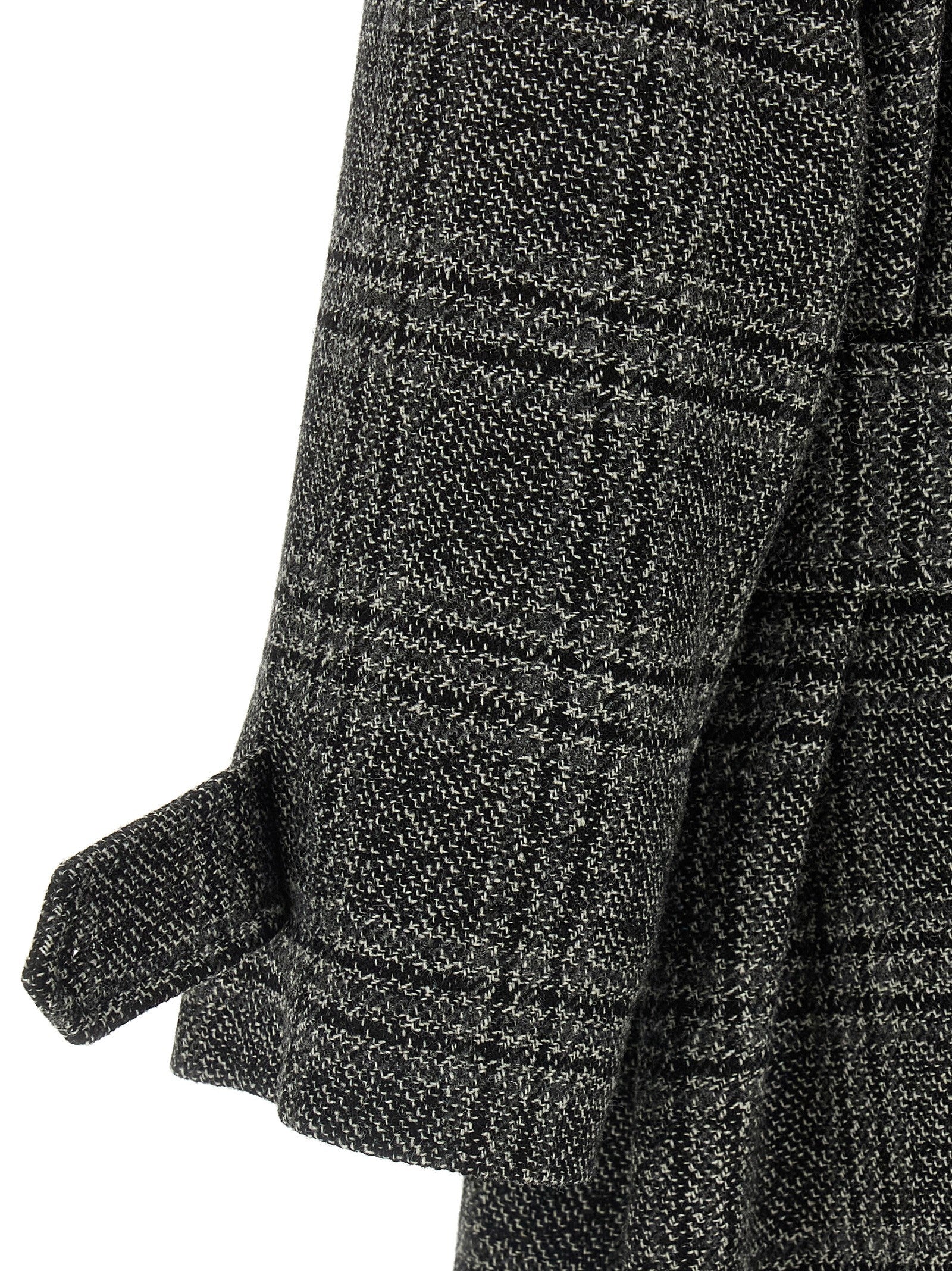 Balenciaga One Layer Vintage Wool Check Coat - Black
