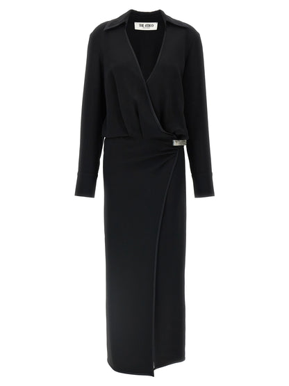 The Attico Black Marabou Midi Dress