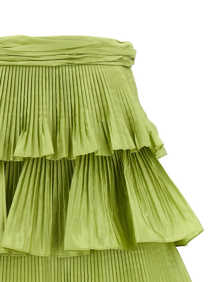 Valentino Garavani Bicolor Silk Long Skirt - Green, IT42